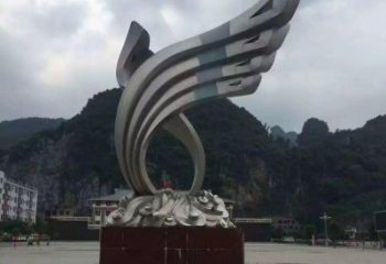 广州令人惊叹的不锈钢抽象翅膀雕塑