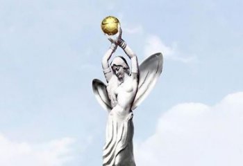 广州精美的不锈钢女人双手捧球雕塑