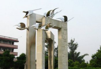 广州展现自然之美的不锈钢大雁动物雕塑