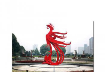 广州古韵雕塑：不锈钢飞翔凤凰雕塑