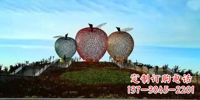 广州广场不锈钢镂空苹果雕塑