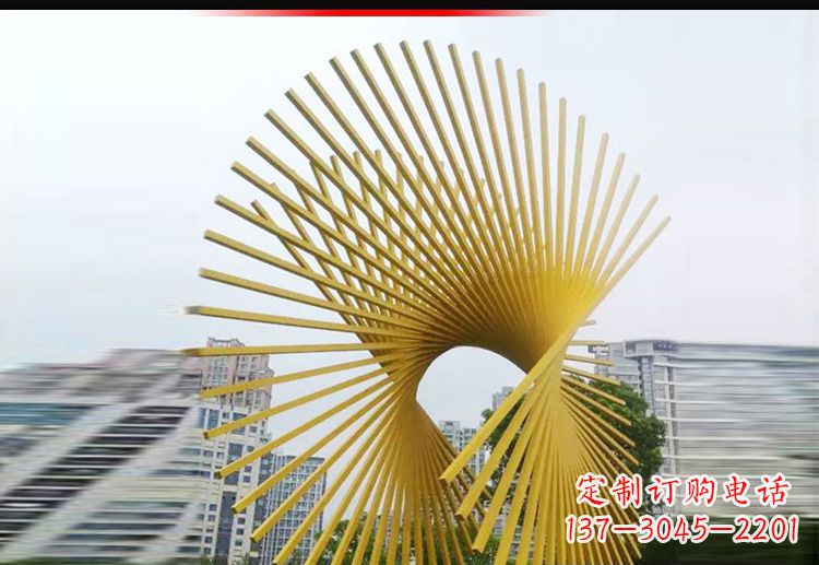 广州现代美学——不锈钢树枝扇形景观雕塑