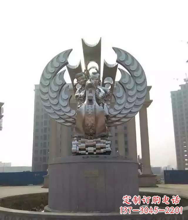广州广场不锈钢童趣凤凰雕塑
