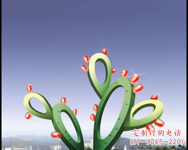 广州视觉焕发的不锈钢仙人掌景观雕塑