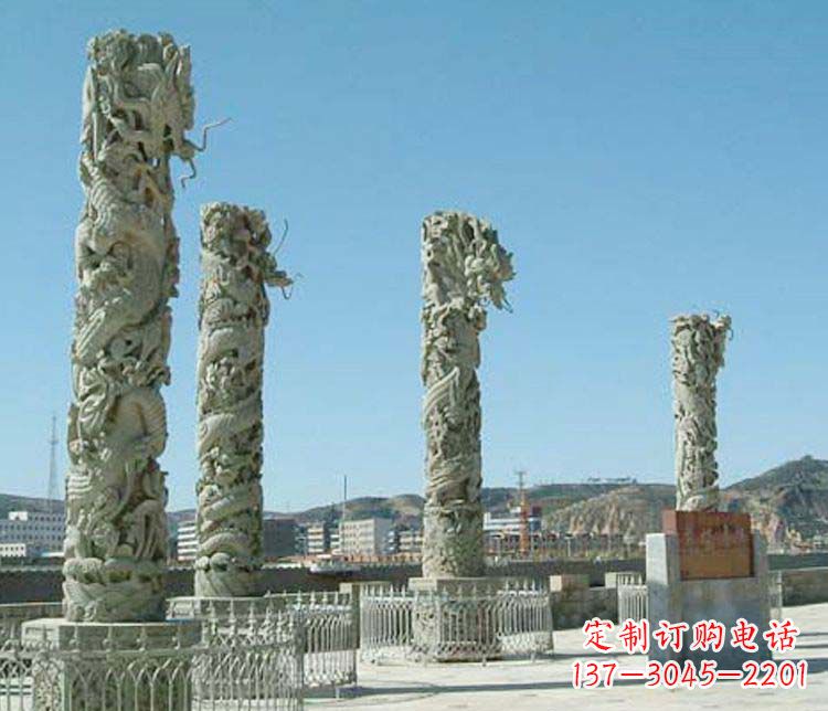 广州中领雕塑的大理石盘龙柱景观石雕