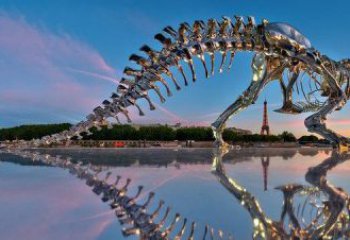 广州魅力无穷的不锈钢恐龙骨架雕塑