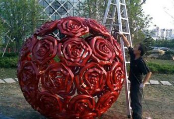 广州广场不锈钢玫瑰花镂空球景观雕塑