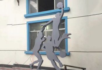广州广场不锈钢运动打篮球雕塑，