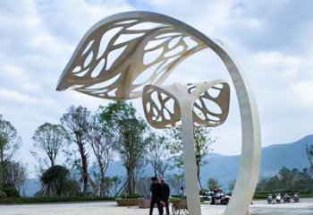 广州广场大型不锈钢抽象树叶雕塑