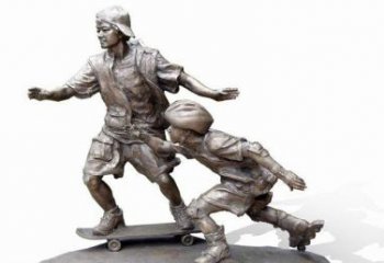 广州令人惊叹的广场滑板男孩铜雕塑