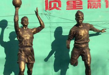 广州广场铜雕打篮球小品人物雕塑