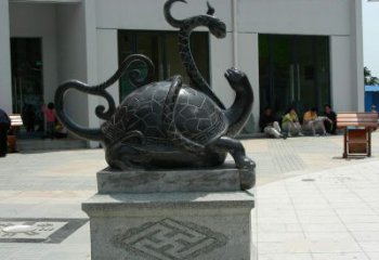 广州龟蛇铜雕-为城市广场增添神话动物雕塑美景