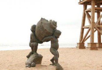 广州抬着海螺的小男孩景观雕塑
