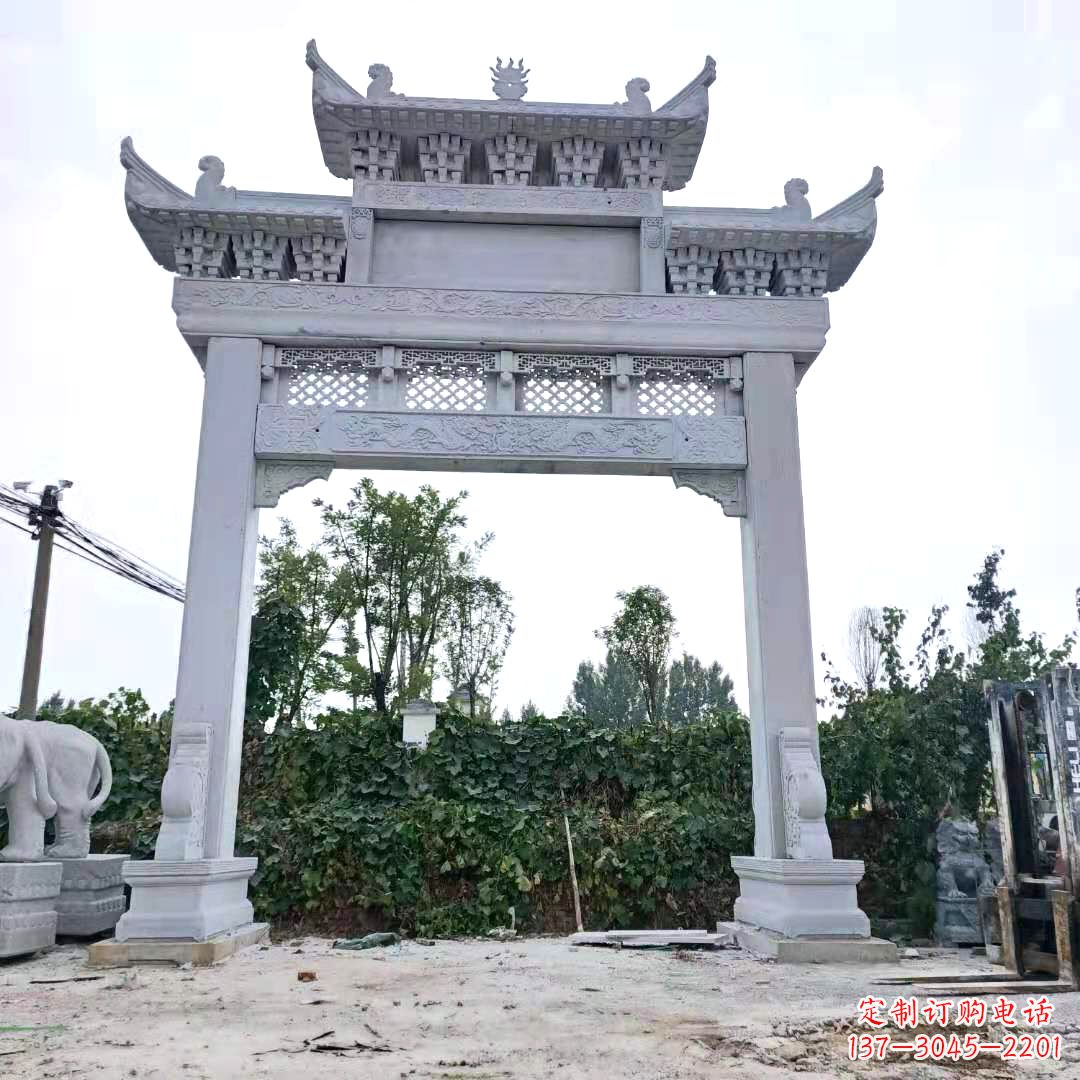 广州汉白玉精致的牌坊雕塑