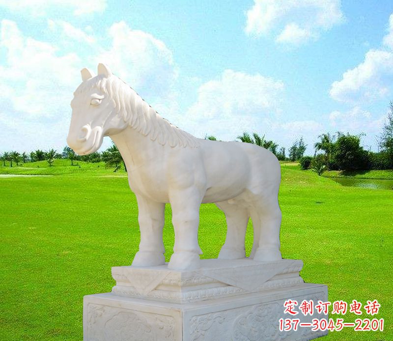 广州汉白玉马石精美动物雕塑
