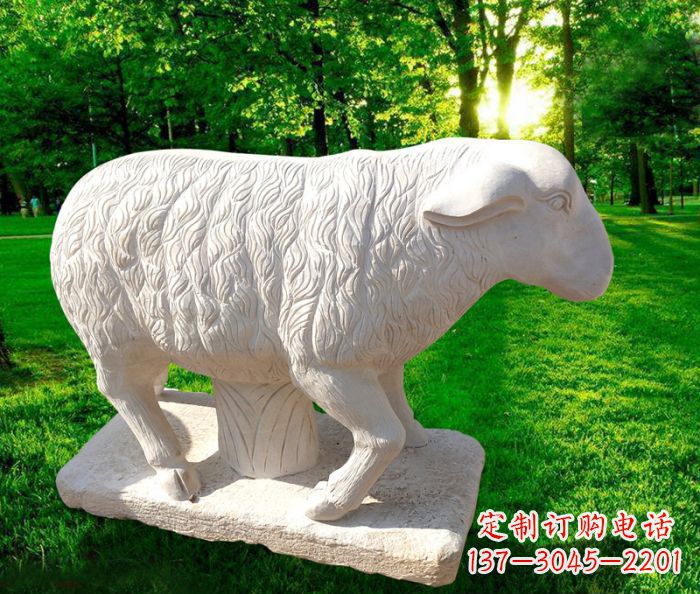 广州汉白玉山羊公园动物石雕_1