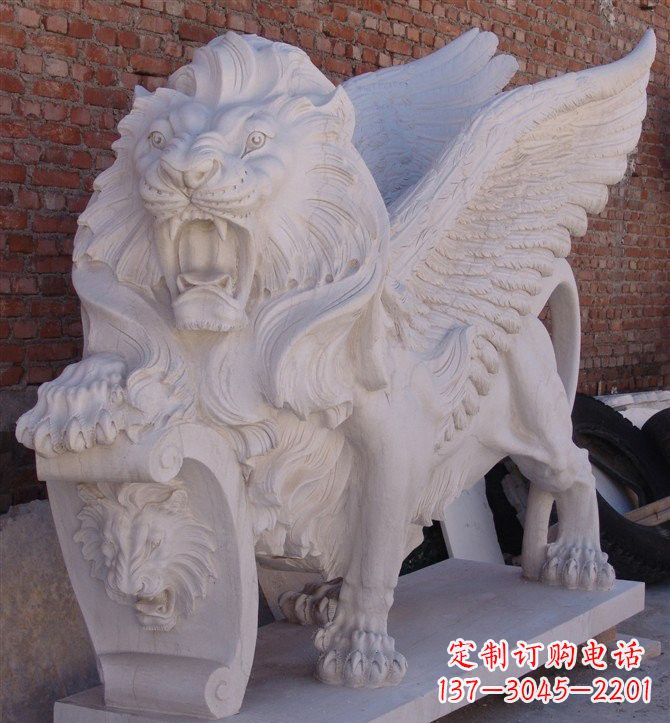广州汉白玉圣马可飞狮石雕