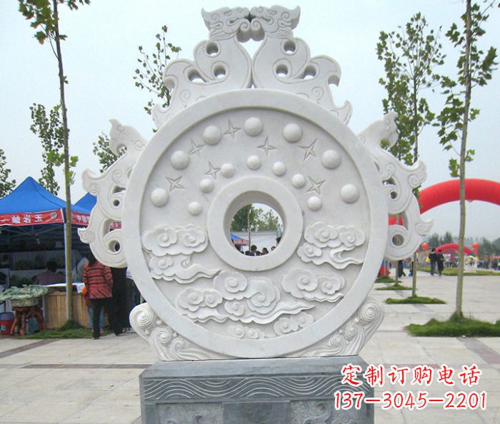 广州精雕细琢汉白玉双龙石门墩雕塑