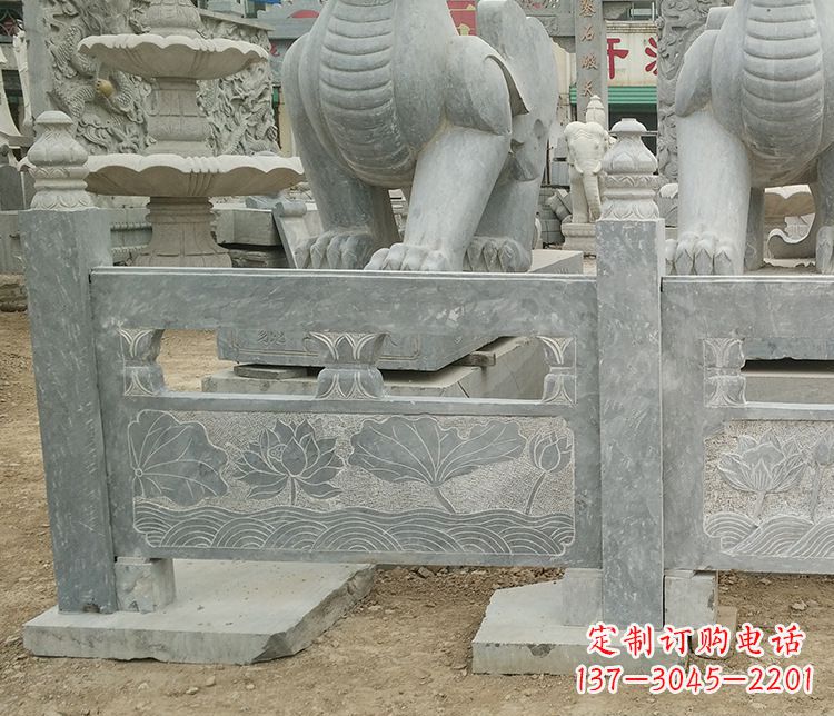 广州荷花石浮雕仿古栏板石雕