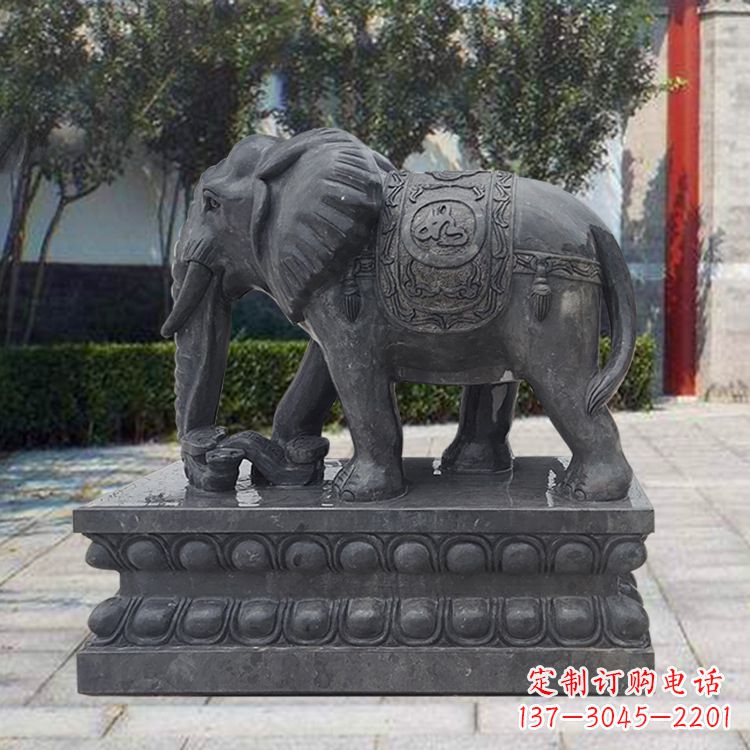 广州黑色大象石雕,独特雕塑制作享受