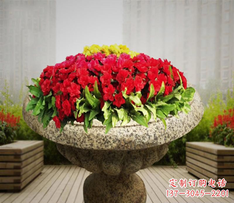 广州花岗岩小区景观花盆雕塑:精美艺术设计