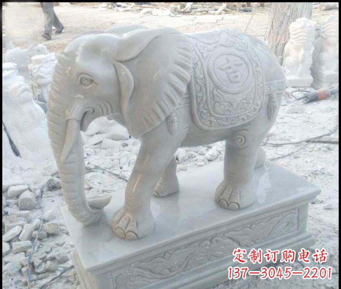 广州高端大象汉白玉雕塑