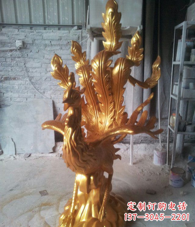 广州金凤凰玻璃钢仿铜动物雕塑─让美丽无限盛开
