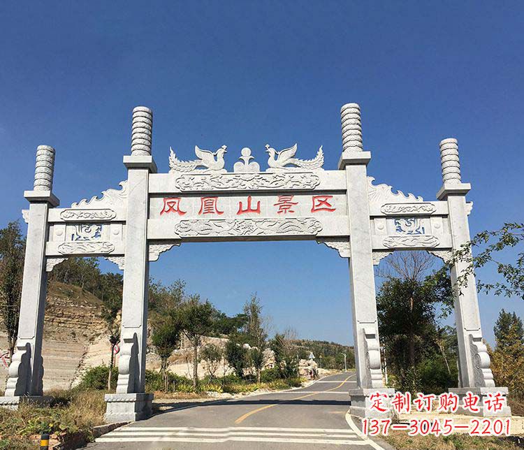 广州景区三门牌坊石雕 (2)