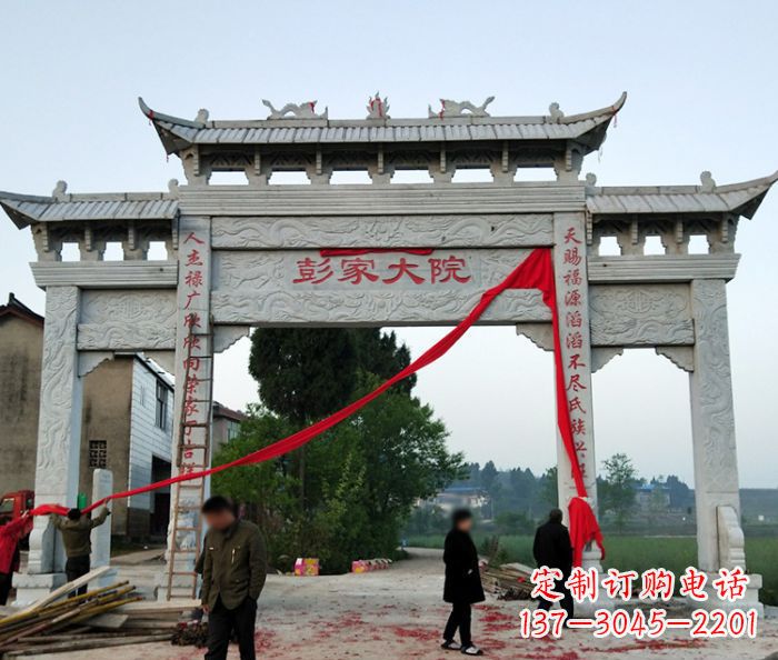 广州景区三门牌坊石雕 (16)