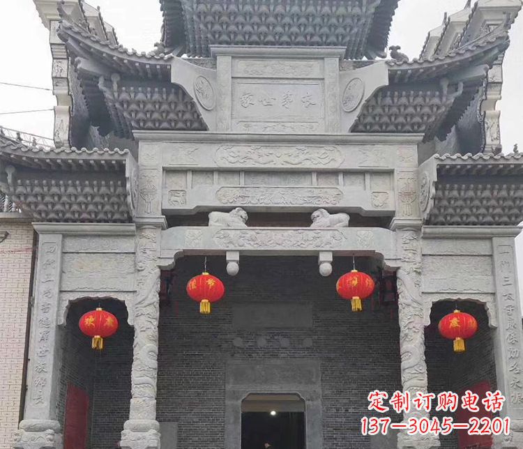 广州景区三门牌坊石雕_2 (3)