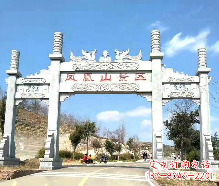 广州景区三门牌楼石雕 (2)