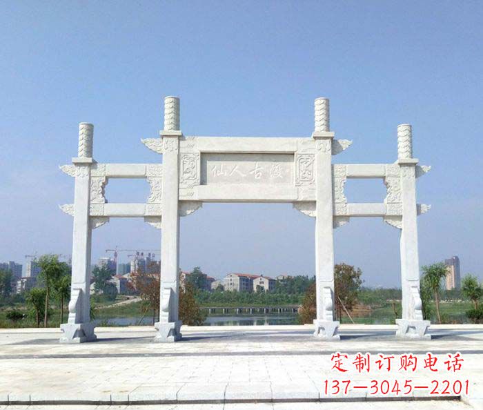 广州景区三门牌楼石雕