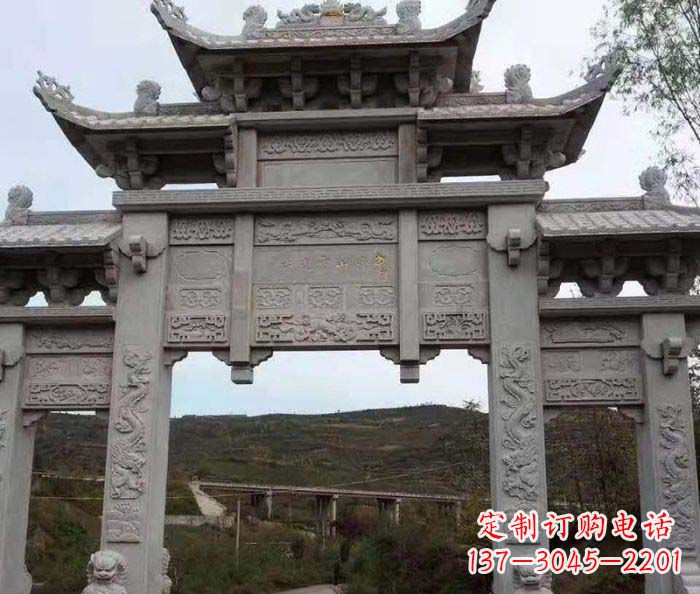 广州景区三门石雕牌坊 (2)