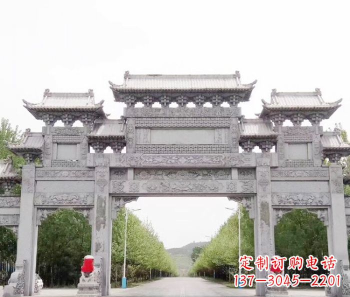 广州景区三门石雕牌坊 (5)