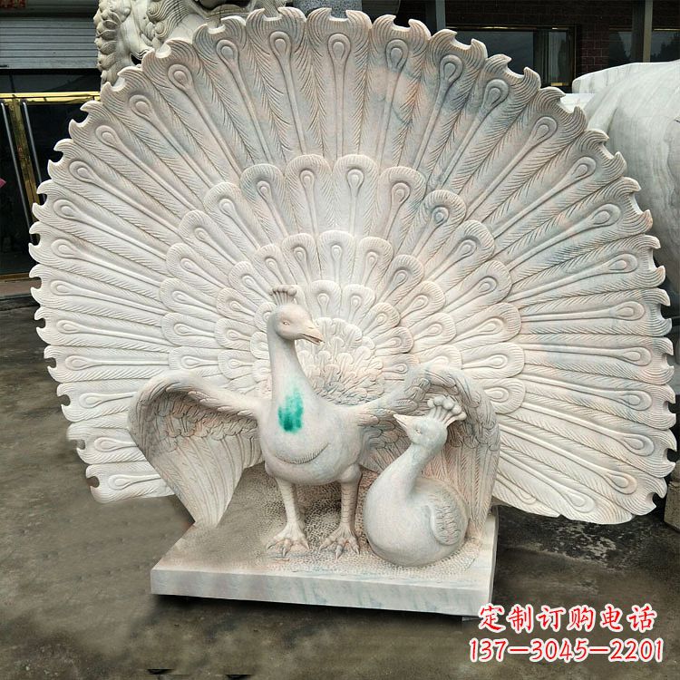广州孔雀汉白玉石雕
