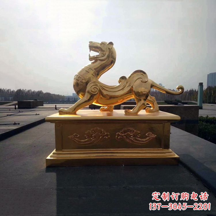 广州引领神兽,虎魂鎏金铜雕