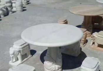 广州百变汉白玉圆形石桌凳，让家居更具格调