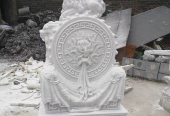 广州汉白玉镇宅狮子门墩雕塑