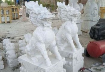 广州中领雕塑——精美绝伦的汉白玉麒麟门口镇宅石雕