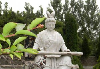 广州汉末才女蔡文姬弹琴石雕塑-景区园林历史名人雕像