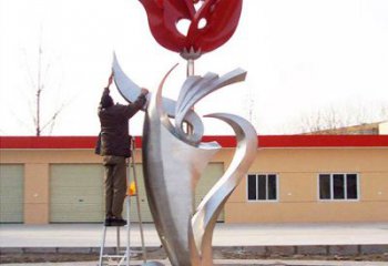 广州户外大型不锈钢雕塑玫瑰花