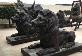 广州汇丰手工铸铜狮子雕塑