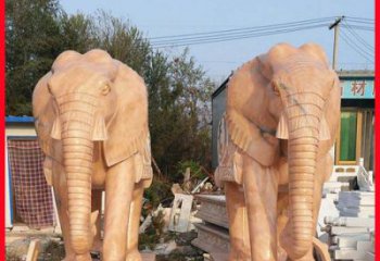 广州中领雕塑大象雕塑石雕，让晚霞熠熠生辉
