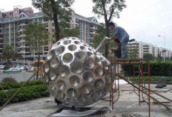 广州街边不锈钢抽象苹果雕塑
