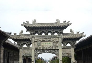 广州特色街道三门石雕牌楼雕塑