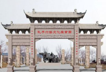 广州景区三门石雕牌坊-高质美观可靠的雕塑装置