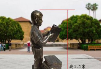 广州铜雕少年，看书的小男孩雕塑