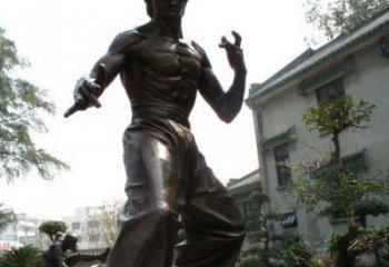 广州忠实再现李小龙公园名人铜雕