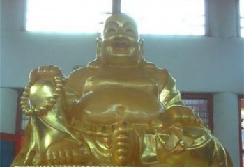广州传统工艺制作鎏金弥勒佛像
