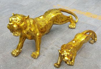 广州鎏金老虎，铜雕工艺精美